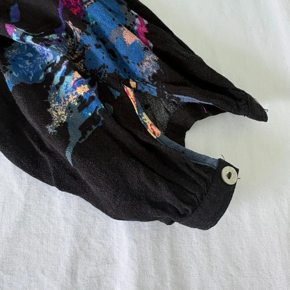 Free People Womens Floral Meadow Lark Blouse Long Sleeve‎ Top Oversized Size XS